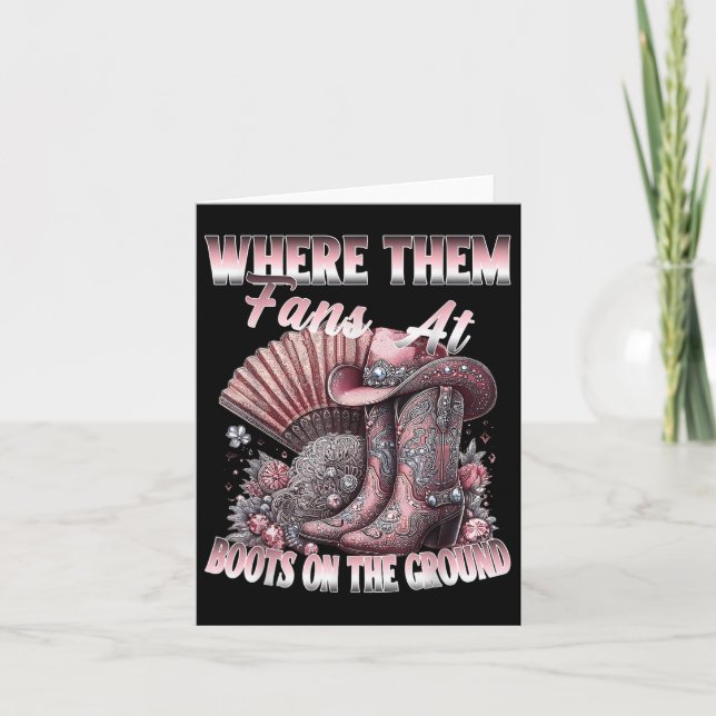 Cartão Onde Eles Ventilam Em Boots Na Linha Da Cowgirl Do (Frente)