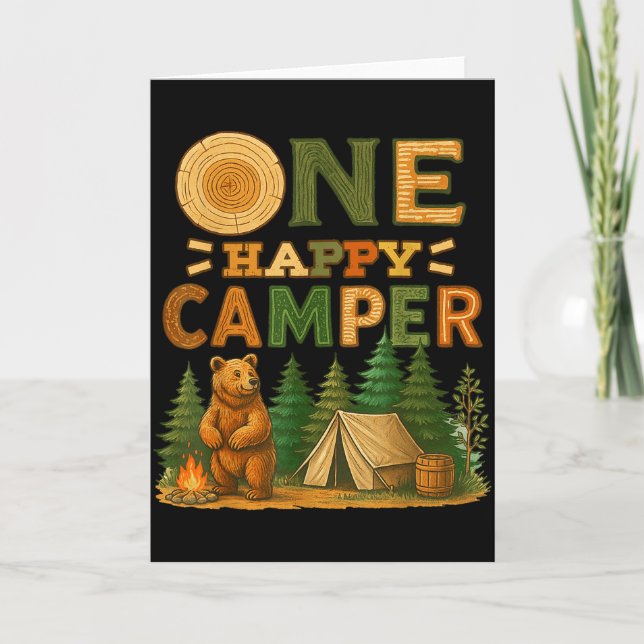 Cartão One Happy Camper Matching Family Birthday Party Ca (Frente)
