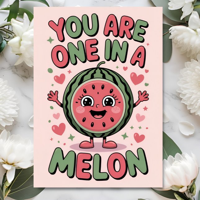 Cartão One in a Melon – Fun Watermelon Birthday Card (Criador carregado)