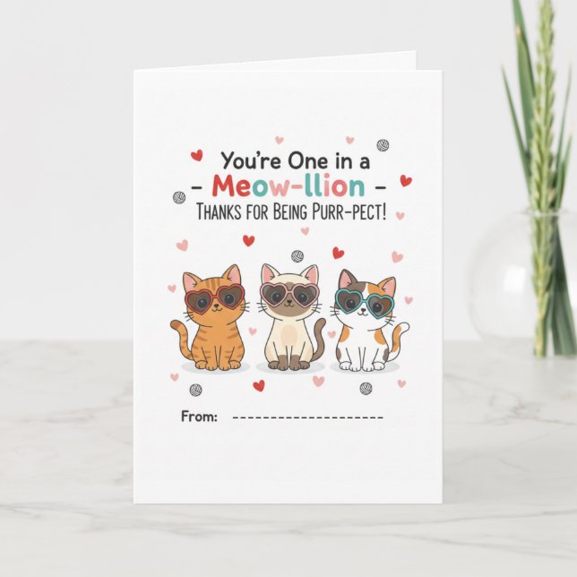 Cartão One in a Meow-llion Purr-fect Teacher Card (Frente)