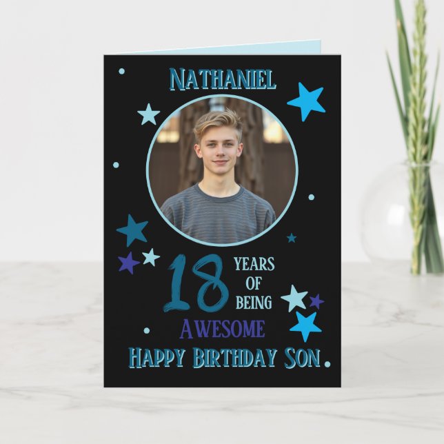 Cartão One Photo 18th Birthday Card For Son (Frente)