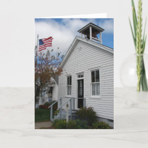 Cartão One Room School and American Flag