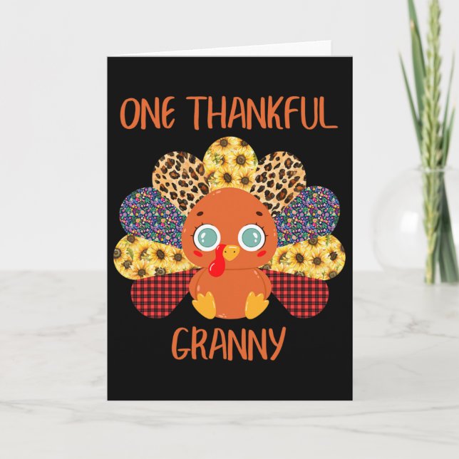 Cartão One Thankful Granny Turkey Grandma Family Thanksgi (Frente)