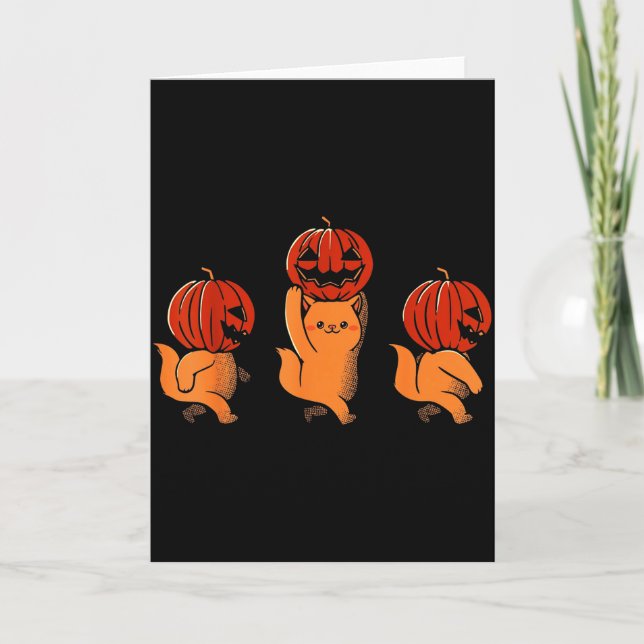 Cartão One Two Three Cute Kittens Pumpkin Halloween Soky  (Frente)