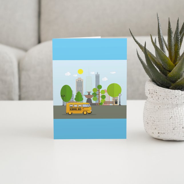 Cartão Ônibus Escolar Na Cidade (Criador carregado)