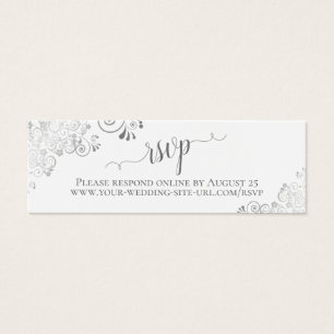 Cartão Online RSVP de Casamento Branco de Prata