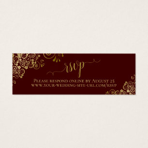 Cartão Online RSVP de Casamento Dourado e Borgonh