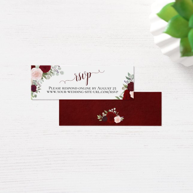 Cartão Online RSVP de Casamento Floral do Burgundy (Mesa)