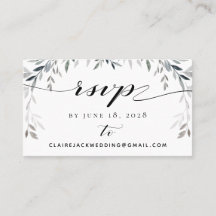 Cartão Online RSVP de Casamento Verde Silver Eucal