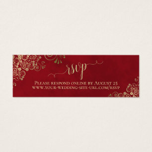 Cartão Online RSVP de Casamento Vermelho Dourado