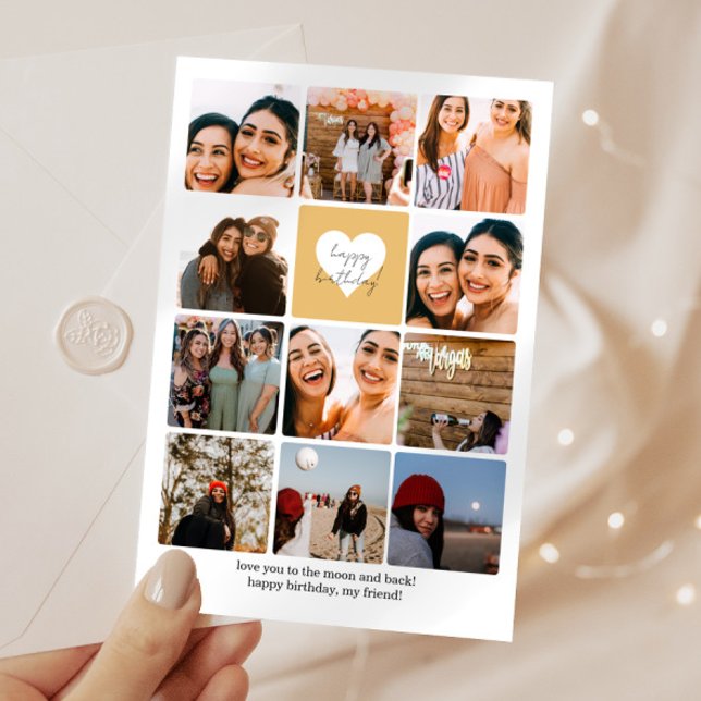Cartão Onze Fotografias Collage Melhor Amigo Feliz Aniver (Criador carregado)