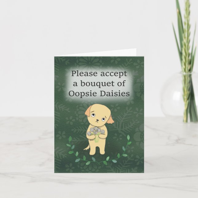 Cartão Oopsie Daisies Lighthearted Cute Puppy Apologia (Frente)