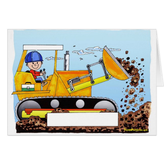Cartão Operador Bulldozer - Presente Personalizado (Frente Horizontal)