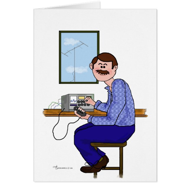 Cartão Operador de radioamador masculino - cabelo & (Frente)