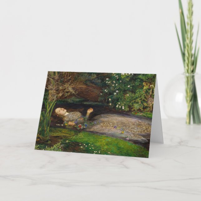 Cartão Ophelia, c. 1852 by Sir John Everett Millais (Frente)