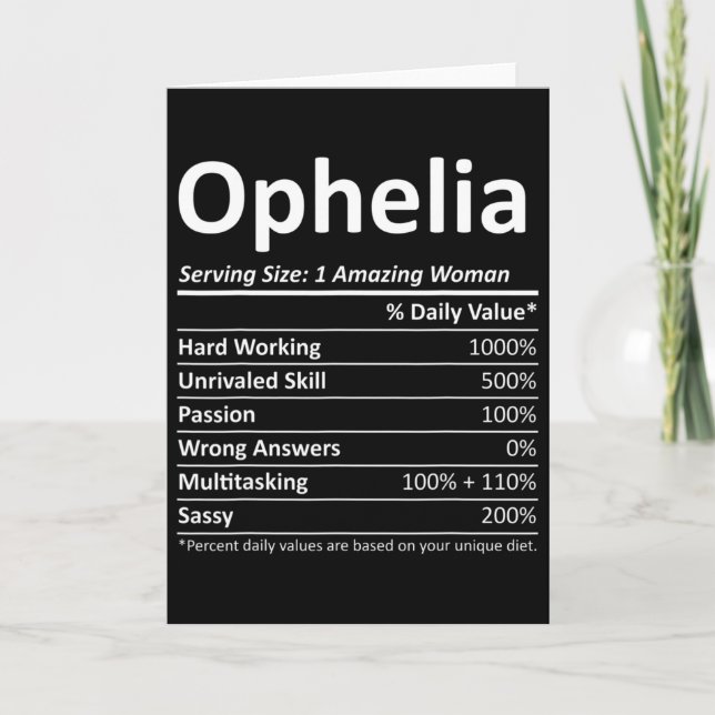Cartão Ophelia Nutrition Nome Personalizado Natal Engraça (Frente)