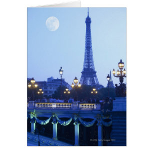 Cartão Opinião da noite da torre Eiffel
