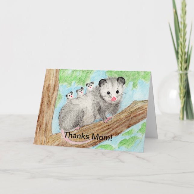 Cartão Opossum Mom (Frente)