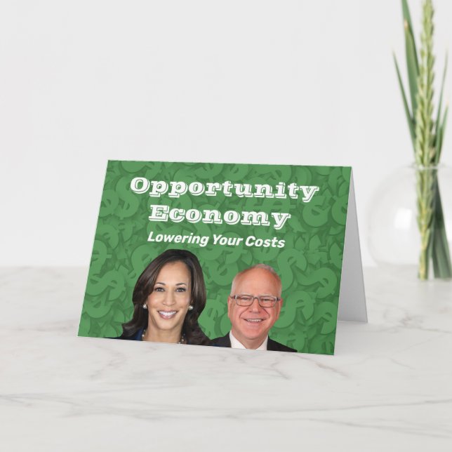 Cartão Opportunity Economy Harris Walz 2024 (Frente)
