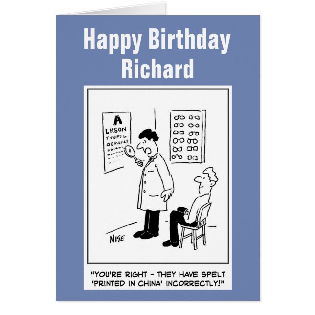 Cartão Óptico Engraçado Dando um Cartoon de Teste de Olho (Frente)