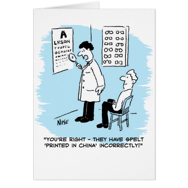 Cartão Óptico Engraçado Fazendo um teste de olhos para o  (Frente)