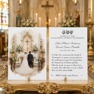 Cartão Oração Católica de Casamento Noiva e Noivo no Alta