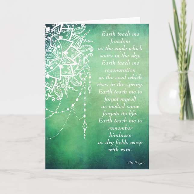 Cartão Oração da Terra Indiana Nativa Americana (Frente)
