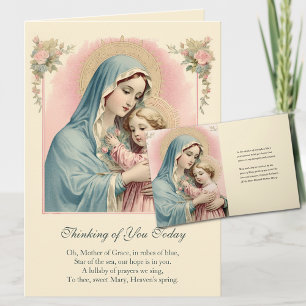 Cartão Oração da Virgem Maria Jesus Pensando em Você
