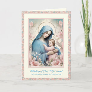 Cartão Oração de Amizade Religiosa Abençoada Maria e Jesu