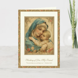 Cartão Oração de Amizade Religiosa Bênçãos Maria & Jesus