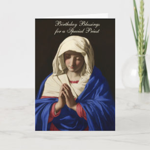 Cartão Oração de Aniversário do Padre Religioso Virgem Ma