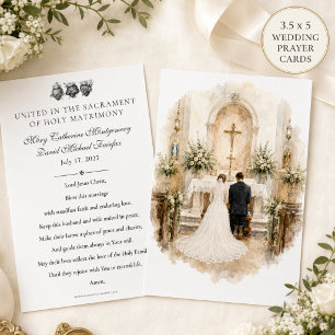 Cartão Oração de Casamento Católica Vintage para Noiva e