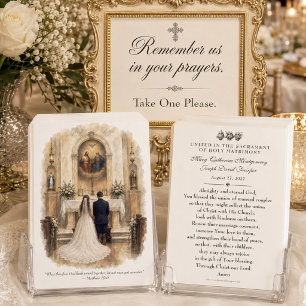 Cartão Oração de Casamento Católica Vintage Santíssima Tr