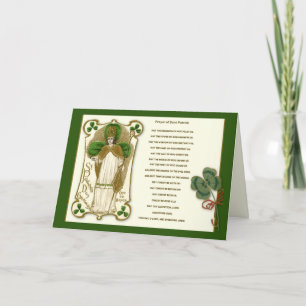 Cartão Oração do Dia de São Patrício Trevos Religiosos