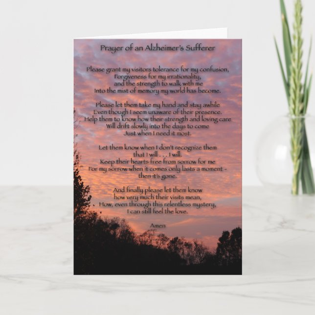 Cartão Oração do Sofredor de Alzheimer (Frente)
