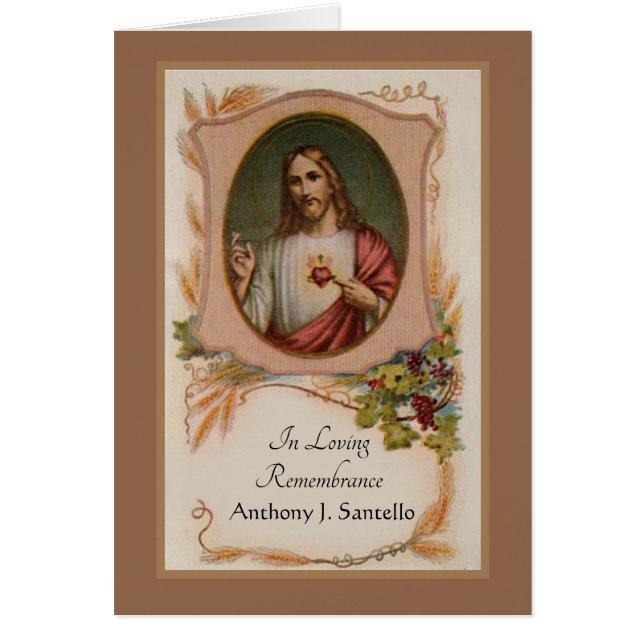 Cartão Oração Funerária Católica & Obrigado Condolências (Frente)