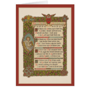Cartão Oração Religiosa de Ano Novo Vintage Cristão