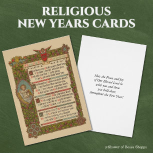 Cartão Oração Religiosa de Ano Novo Vintage Cristão