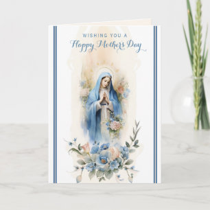 Cartão Oração Religiosa do Dia das Mães Floral