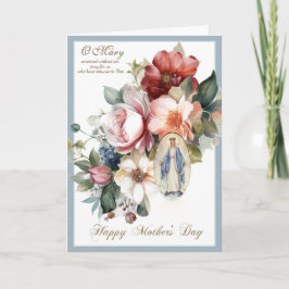 Cartão Oração Religiosa do Dia das Mães Floral