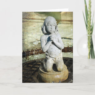 Cartão Orações para as crianças em detalhes da fonte d