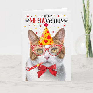 Cartão Orange and White Tabby Cat MEOWveloz Aniversário