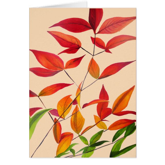 Cartão Orange Autumn deixa a arte original de aquarela (Frente)