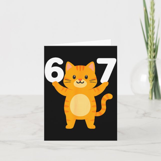 Cartão Orange Cat 67 Meme Six Seven Funny Cat Lover  (Frente)