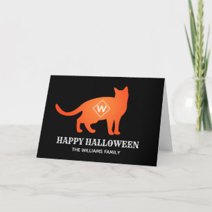 Cartão Orange Cat Happy Halloween Family
