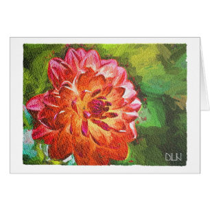 Cartão Orange Dahlia/Arte Floral/Aparência de Aquarela