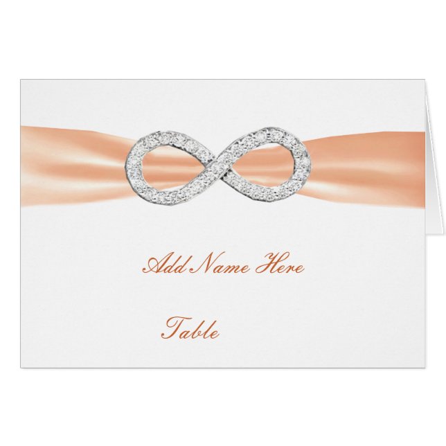 Cartão Orange Diamond Infinity Wedding Table Place Card (Frente horizontal)