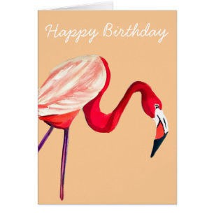 Cartão Orange flamingo watercolor bird art