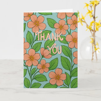 Cartão Orange Floral Thank You Card with Hand Lettering |