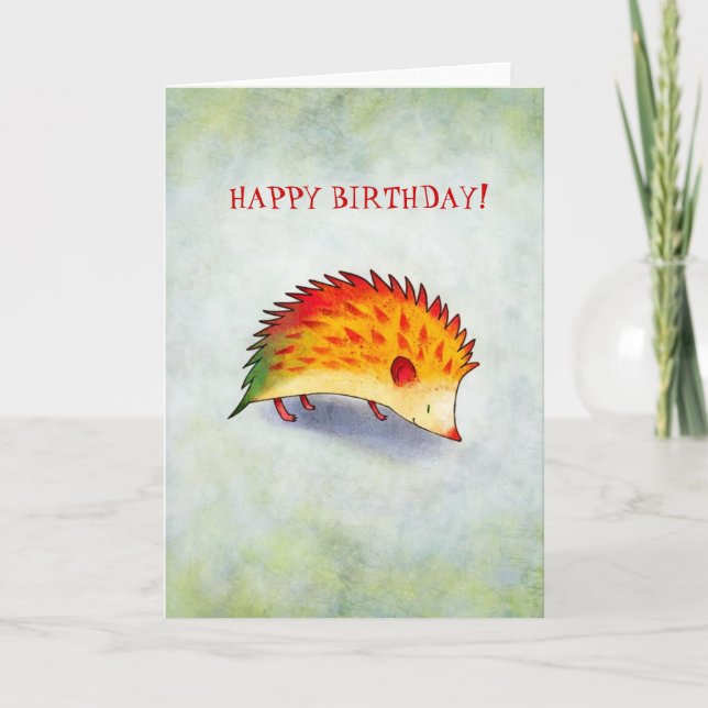 Cartão Orange Hedgehog Greeting Card(customizable) (Frente)